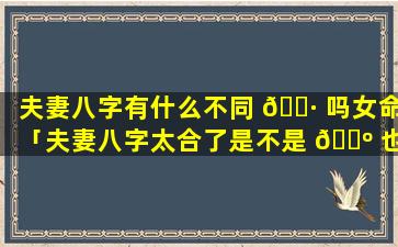 夫妻八字有什么不同 🌷 吗女命「夫妻八字太合了是不是 🐺 也不好」